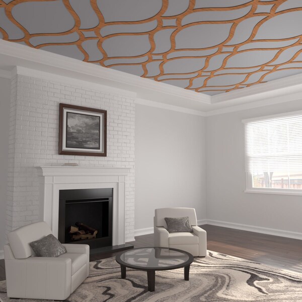 Ekena Millwork 63W x 94 12H x 14T Large Villarreal Decorative Fretwork Wood Ceiling Panels, Cherry CELW63X95X0250VILCH - main